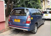Blue travel vehicle